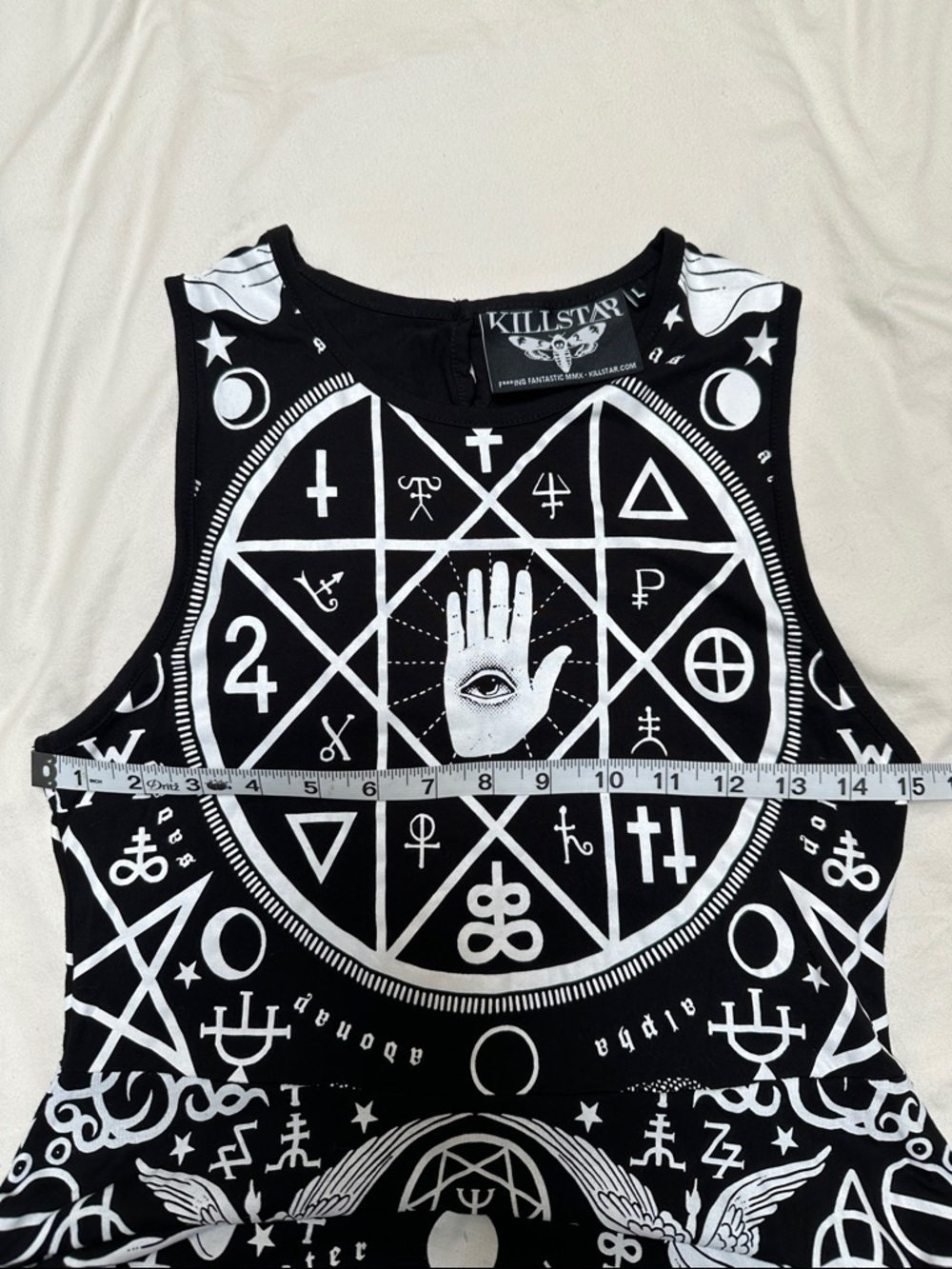 Killstar Black and White Occult Print Skater Dress - Picture 3 of 5
